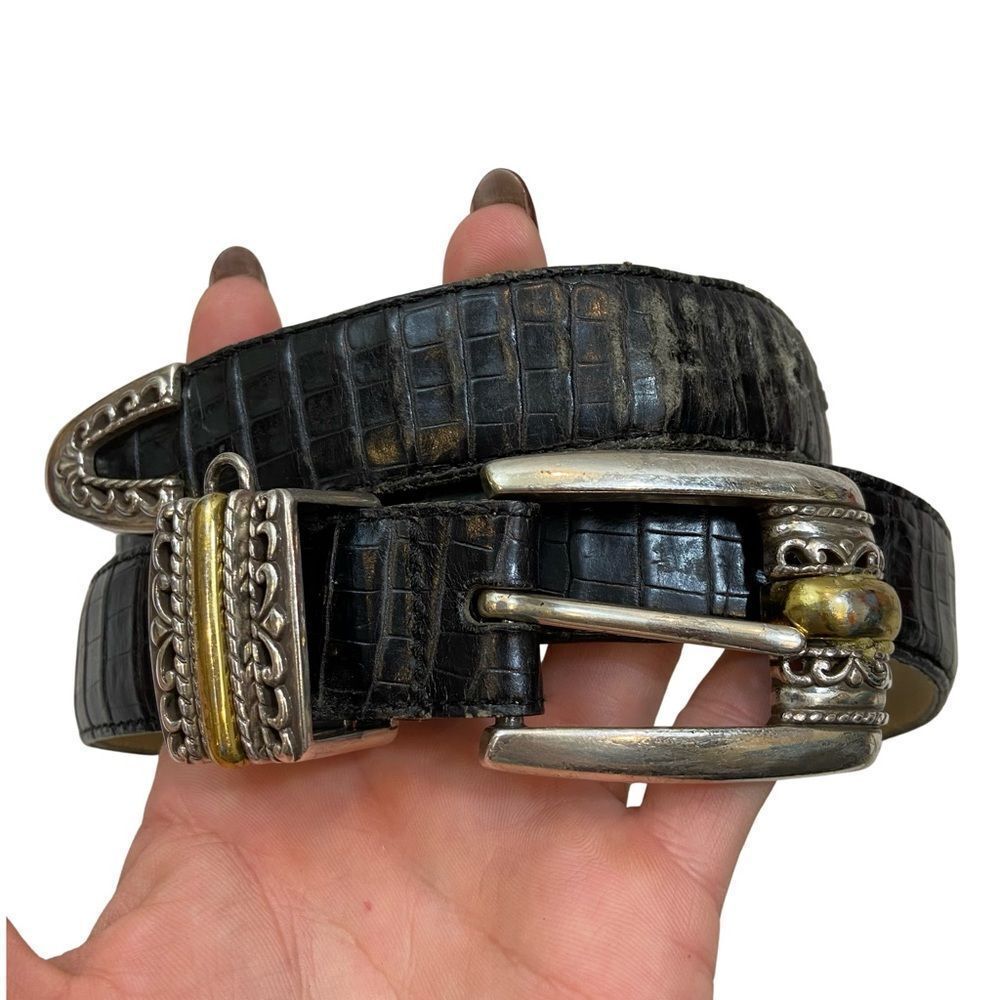 Ladies Brighton Black Leather Charm Belt Size Large/34 - Picture 1 of 9